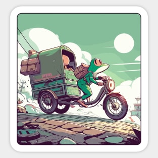 Frog on cargo bike Sticker